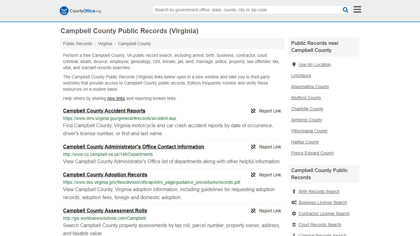 Public Records - Campbell County, VA (Business, Criminal, GIS, Property ...